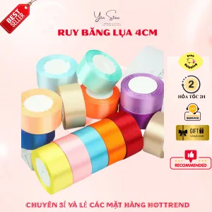Cuộn Ruy Băng 4Cm Vải Lụa Satin Bản Dài 22M, Gói Bó Hoa, Giỏ Quà, Trang Trí Quà Tặng, Làm Handmade